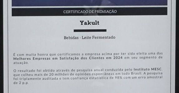 Yakult está entre as melhores no Prêmio MESC 2024