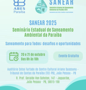 João Pessoa sediará o 3º SANEAR-PB em outubro de 2025
