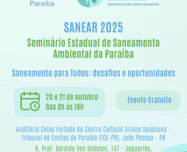 João Pessoa sediará o 3º SANEAR-PB em outubro de 2025