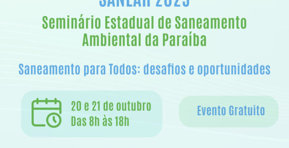 João Pessoa sediará o 3º SANEAR-PB em outubro de 2025
