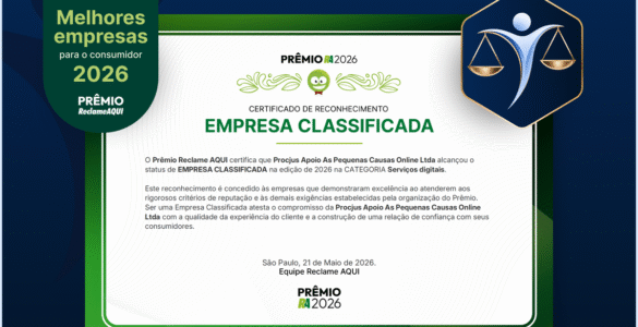 Procjus é classificada para o Prêmio Reclame AQUI 2026