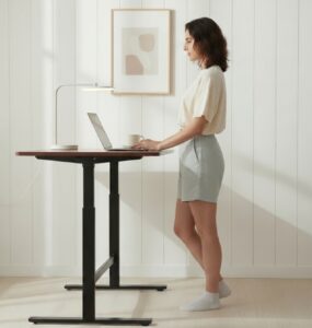Trabalho híbrido impulsiona a busca por mesas ergonômicas